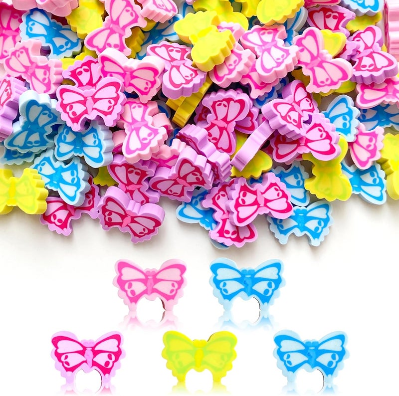 Kleeblatt Mini Butterfly Erasers for Kids Bulk, 100 PCS Cute Fun Desk Pets for Kids Classroom, Treasure Box Prizes,Party Favors for Kids Goodie Bags, Back to School Gifts for Students - Image 1